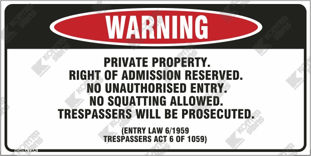 Disclaimer Private Property Right of Admission Reserved