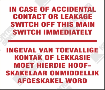 In case of accidental leakage decal